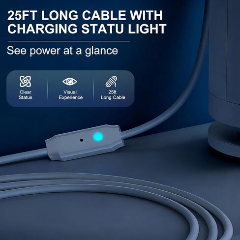 25FT Power Cord Compatible with Ring Spotlight Cam Pro(Battery), Stick Up Cam Battery, Plug-in/Stick up Cam Pro/RingTilt Indoor Cam,10W Ring Cable with Light DC Port & Type C Port (White) in Saudi Arabia