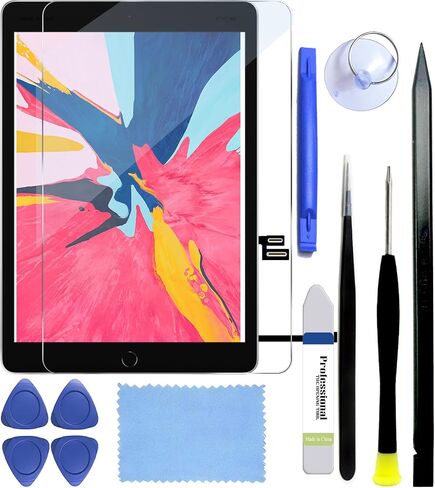 for iPad 9th Generation (9 Gen) Touch Glass Screen Repair Replacement Kit | (No LCD) 2021 10.2" Digitizer A2602 A2603 A2604 A2605, Pre-installed Home Button, Adhesive Seal, Protector, Required Tools in Saudi Arabia