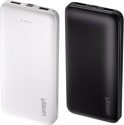 Miady 2-Pack Portable Charger 10000mAh Power Bank 22.5W Travel Battery Pack | 37Wh丨Fast Charging丨3 Outputs 2 Inputs丨Slim丨Compatible with iPhone 17 Galaxy S24 Android Tablets etc丨Flight-Safe丨Black+White in Kuwait