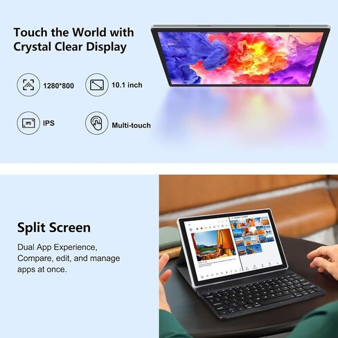 2026 Latest Tablet, 12GB RAM 64GB ROM, Octa-Core Processor 10.1" HD IPS Touchscreen Android Tablets, 2 in 1 Tablet with Keyboard, Mouse, Stylus, Case, 6000mAh Battery, WiFi 6, BT 5.4 in Kuwait