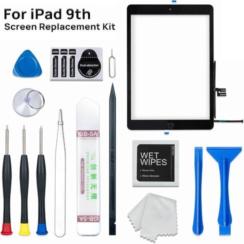 Screen Replacement Digitizer for iPad 9 9th Generation, Touch Glass Compatible with iPad 9th Gen 10.2 Inch A2602 A2603 A2604 A2605, with Home Button and Tool Set in Saudi Arabia