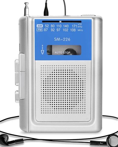 SEMIER Portable Cassette Player Recorder, Small AM FM Vintage Tape Cassette Player with Big Speaker and Headphones, Built-in Microphone, Powered by DC or AA Battery in Saudi Arabia