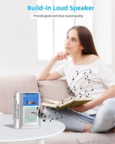 SEMIER Portable Cassette Player Recorder, Small AM FM Vintage Tape Cassette Player with Big Speaker and Headphones, Built-in Microphone, Powered by DC or AA Battery in Saudi Arabia