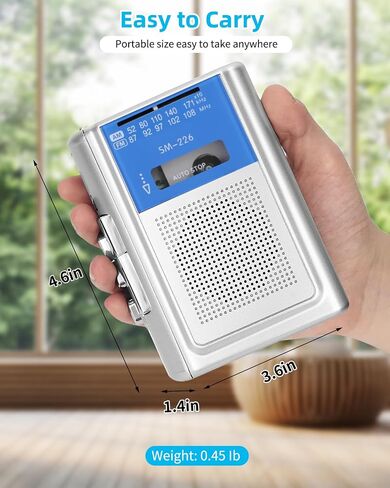 SEMIER Portable Cassette Player Recorder, Small AM FM Vintage Tape Cassette Player with Big Speaker and Headphones, Built-in Microphone, Powered by DC or AA Battery in Saudi Arabia