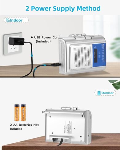 SEMIER Portable Cassette Player Recorder, Small AM FM Vintage Tape Cassette Player with Big Speaker and Headphones, Built-in Microphone, Powered by DC or AA Battery in Saudi Arabia