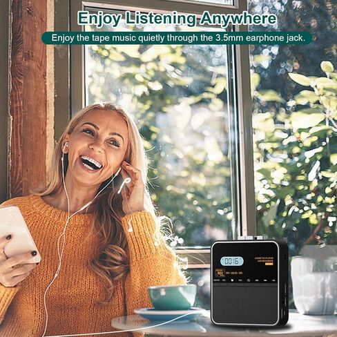 Cassette Tape Player Recorder, Cassette to MP3 Converter, Record to Cassettes/USB/SD Card, LCD Display, Power by USB C or AA Battery, Built-in Speaker, Headphone Jack and Mic in Kuwait