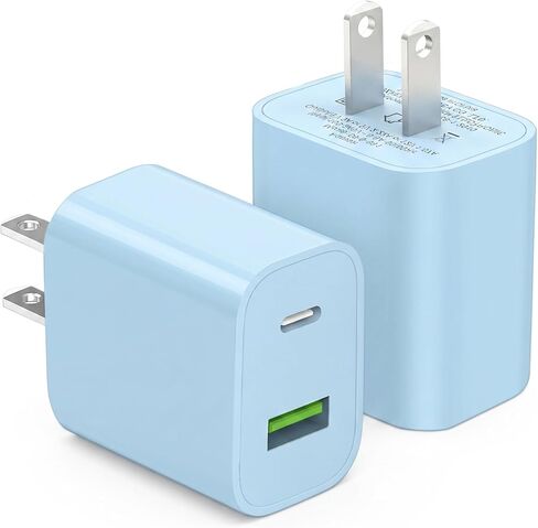 2 Pack USB C Charger Block, Dual Port Type C Wall Charger Fast Charging 20W Power Adapter Cube for iPhone 14/14 Pro/14 Pro Max/14 Plus/13/12/11, XS/XR/X, iPad, Samsung, More in Saudi Arabia