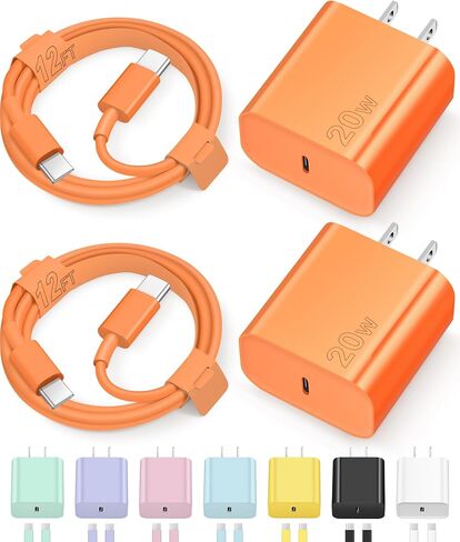 iPhone 17 16 15 Charger Fast Charging Type C Chargers USB C Charger Block | for iPhones, iPads,Tablets, Android phones,20W iPhone Charger USB-C Power Adapter,with Long 6FT USB-C Charging Cables in Saudi Arabia