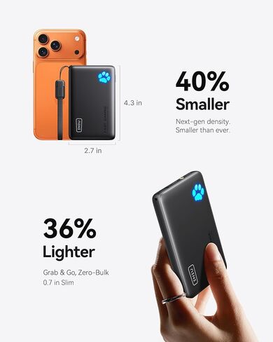INIU 45W Fast Charging Portable Charger, Smaller 10000mAh Travel Power Bank | Flight-Safe, Detachable USB C Cable, Travel Essential, External Battery Phone Pack for iPhone 17 Samsung S26 iPad etc in Saudi Arabia