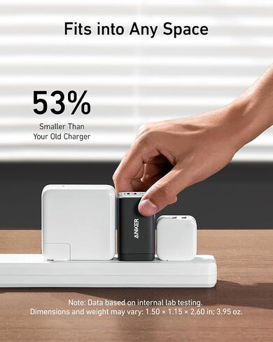 Anker Charger, 65W 3-Port Fast Compact Foldable USB C Charger Block for MacBook Pro/Air, iPad Pro, Galaxy S20, Dell XPS 13, Note 20/10+, iPhone 17 Series, Steam Deck, and More | Type C Charger Fast Charging for MacBook Pro/Air, iPad Pro, Galaxy S20, Dell  in Kuwait