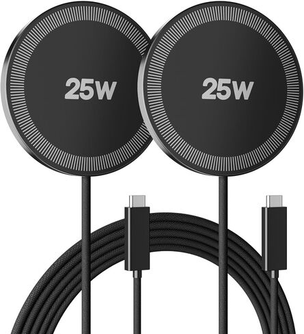 MagSafe 25W Wireless Charger for Apple Magnetic Fast Charging Pad | Compatible for iPhone 17 17e 16 16e 15 14 13 12 Pro Max - AirPods-Slim Portable for Travel Bedside Office - 2 Pack, White in Saudi Arabia