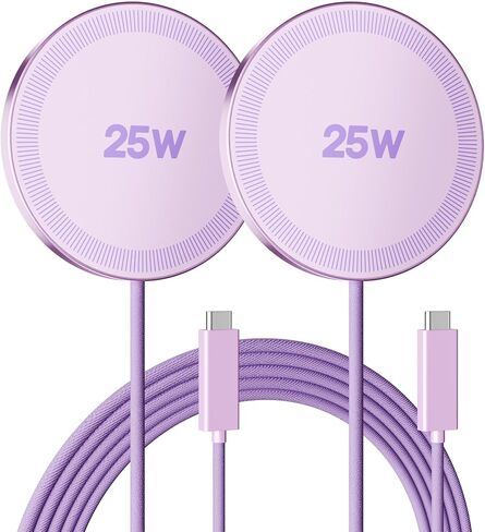 MagSafe 25W Wireless Charger for Apple Magnetic Fast Charging Pad | Compatible for iPhone 17 17e 16 16e 15 14 13 12 Pro Max - AirPods-Slim Portable for Travel Bedside Office - 2 Pack, White in Saudi Arabia