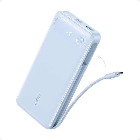 Anker Power Bank, 20,000mAh Travel Essential, Built-in USB-C Cable(Black) | 1 USB-C and 1 USB-A port, for MacBook Pro/Air, iPhone 17/16/15/14, Samsung, Switch and more in Saudi Arabia