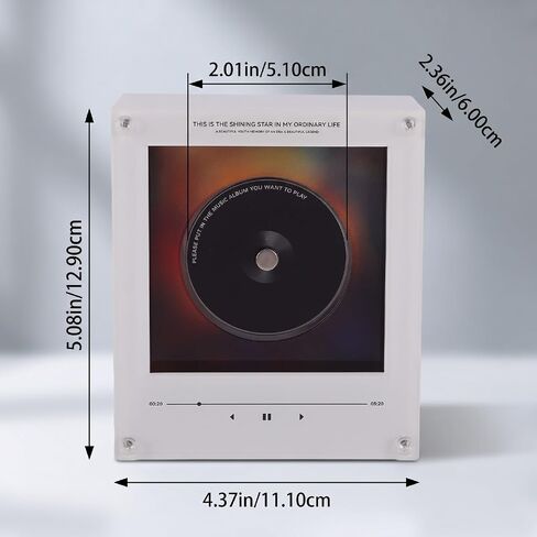 256GB NFC Music Fridge Magnet Player with Records - Magnetic Mini Record Player with Light, Customizable Playlist Music Refrigerator Magnet for Desktop, Unique Musical Gift in Kuwait