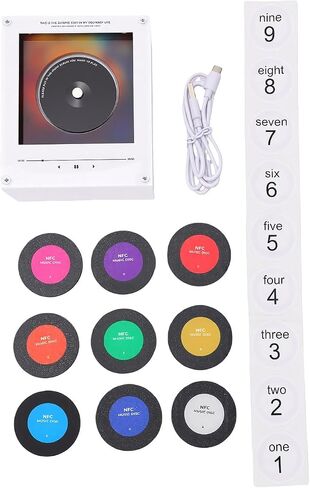 256GB NFC Music Fridge Magnet Player with Records - Magnetic Mini Record Player with Light, Customizable Playlist Music Refrigerator Magnet for Desktop, Unique Musical Gift in Kuwait