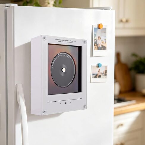 256GB NFC Music Fridge Magnet Player with Records - Magnetic Mini Record Player with Light, Customizable Playlist Music Refrigerator Magnet for Desktop, Unique Musical Gift in Kuwait