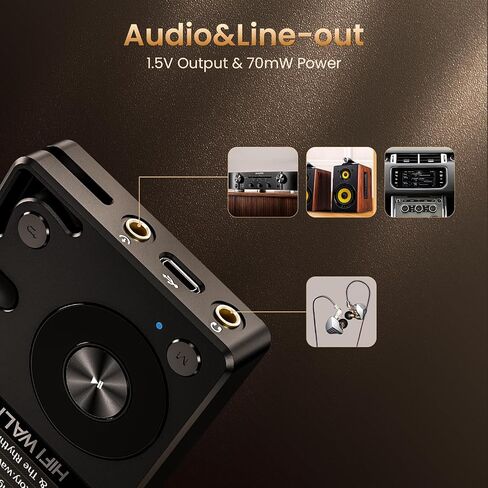 HIFI WALKER H2 Hi-Res Bluetooth MP3 Player with 64GB MicroSD Card, Portable Lossless Digital Audio Player with ESS DAC, DSD FLAC Support, USB DAC, Line Out, Physical Controls, Supports up to 512GB in Saudi Arabia