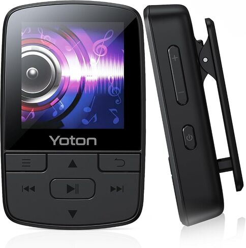 Yoton MP3 Player with Bluetooth, Max 64GB, HiFi, Clip, TF Card Required | FM Radio, Independent Volume Control, Earphones Included in Kuwait