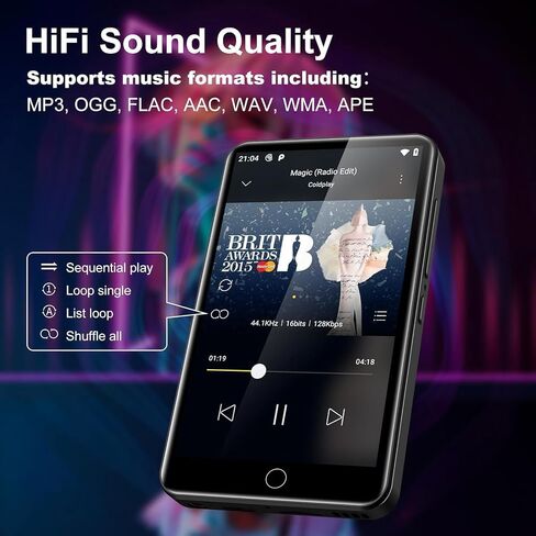 MP3 Player with Bluetooth and WiFi, ZAQE 80GB Storage & Android OS, 4" Touch Screen, FM Radio, Kids MP3 & MP4 Player with Spotify Google Play Store, Portable Media Player in Saudi Arabia