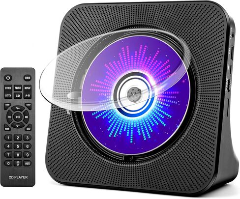 Portable CD Player with Bluetooth, Hi-Fi Speakers & FM Radio | Bluetooth transmitter & receiver, kpop compact CD player for kids & seniors, Hi-Fi stereo, sleep timer, USB/AUX, 5 CD formats in Kuwait