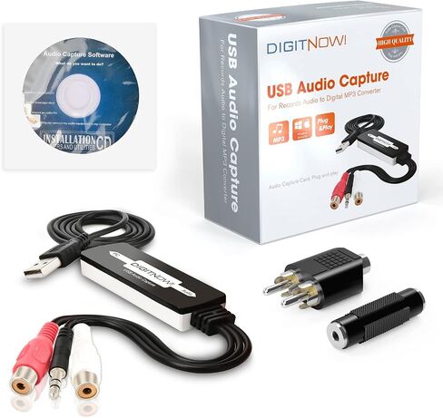 DIGITNOW USB 2.0 Audio Capture Card,Cassette Converter,Cassette to Digital,Cassette to MP3 Converter,Support Mac & Windows 10/8.1/8 / 7 / Vista/XP in Saudi Arabia