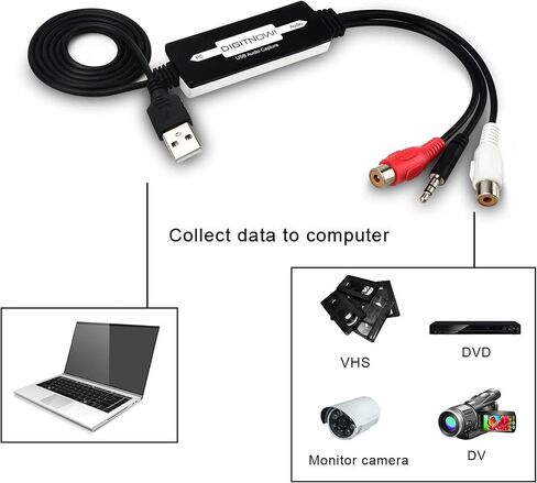 DIGITNOW USB 2.0 Audio Capture Card,Cassette Converter,Cassette to Digital,Cassette to MP3 Converter,Support Mac & Windows 10/8.1/8 / 7 / Vista/XP in Saudi Arabia