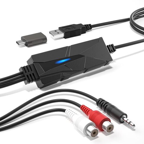 DriverGenius AudioXfer USB A/C Audio Capture Card Device | Convert Analog Cassette Audio to Digital MP3 with 3.5mm/RCA Inputs | Compatible with PC, Mac & Linux (AV202-B, 1-Pack) in Saudi Arabia