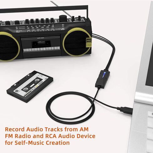 DriverGenius AudioXfer USB A/C Audio Capture Card Device | Convert Analog Cassette Audio to Digital MP3 with 3.5mm/RCA Inputs | Compatible with PC, Mac & Linux (AV202-B, 1-Pack) in Saudi Arabia