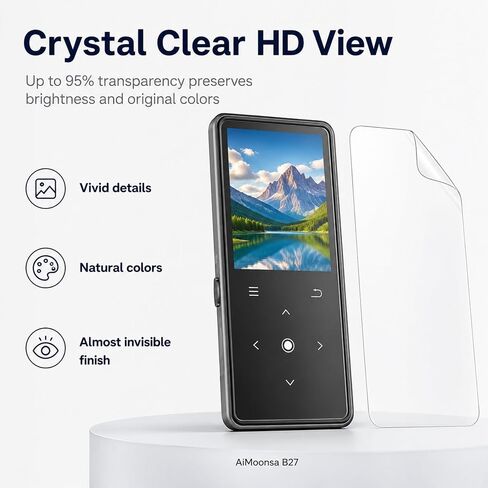 MP3 Player Screen Protector [2 PCS], Compatible with AiMoonsa B27 MP3 Player, 1.8 Inch HD Clear TPU Hydrogel Film, Self-Healing, Anti-Scratch in Saudi Arabia