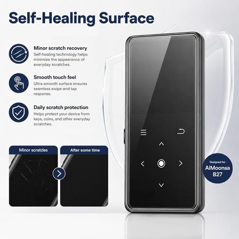 MP3 Player Screen Protector [2 PCS], Compatible with AiMoonsa B27 MP3 Player, 1.8 Inch HD Clear TPU Hydrogel Film, Self-Healing, Anti-Scratch in Saudi Arabia