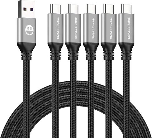 USB C Cable 5 Pack 6FT, USB A to Type C Fast Charger Cord | 3A braided USB A to C charging cords for iPhone 17 16 15, Samsung Galaxy, LG; 5 pack for home, office, car and travel.(Grey) in Saudi Arabia