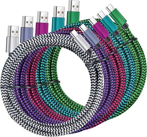 QQLIKE USB C Cable, 5 Pack (6FT) 3A Fast Charging Nylon Braided Type C Cord | Android USB C Charger Cable for Samsung Galaxy S9 S8 Note 8 9 10 20 S10 S20 S21 Plus in Saudi Arabia