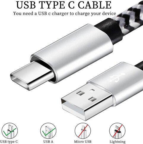QQLIKE USB C Cable, 5 Pack (6FT) 3A Fast Charging Nylon Braided Type C Cord | Android USB C Charger Cable for Samsung Galaxy S9 S8 Note 8 9 10 20 S10 S20 S21 Plus in Saudi Arabia