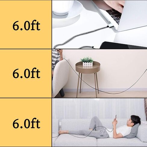 QQLIKE USB C Cable, 5 Pack (6FT) 3A Fast Charging Nylon Braided Type C Cord | Android USB C Charger Cable for Samsung Galaxy S9 S8 Note 8 9 10 20 S10 S20 S21 Plus in Saudi Arabia