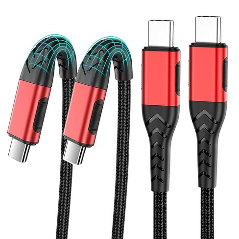 2Pack 10ft USB C Charger Cable - 100W Fast Charging for Android/Phone/Pad, Type C to Type C Compatible with iPhone 17/16/15 Pro Plus Max Silver in Saudi Arabia