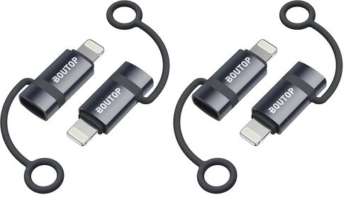 BOUTOP [معتمد من MFi] محول USB C إلى Lightning بقدرة 36 ​​وات 2 حزمة | محول شحن سريع PD مع حلقة سيليكون مضادة للخسارة؛ يحول كابل USB-C إلى Lightning لجهاز IPhone IPad MFi المعتمد بقدرة 36 ​​وات in Kuwait