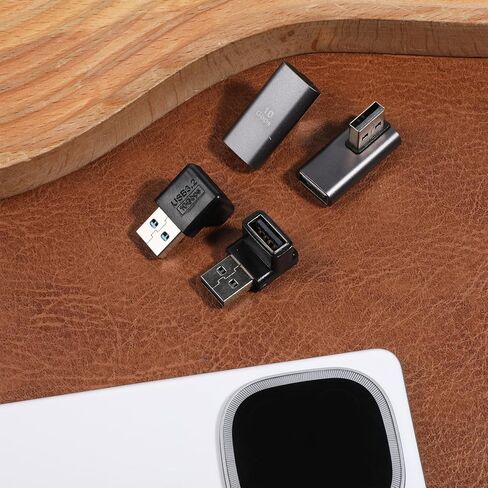 4 PCS USB 90 Degree Adapter, 10Gbps USB 3.1 Male to Female Adapter Up Down Left Right Right Angle USBCable Extension Connector L Shape On The Go (OTG) Connector Extender for Laptop, Mouse, Keyboard in Saudi Arabia