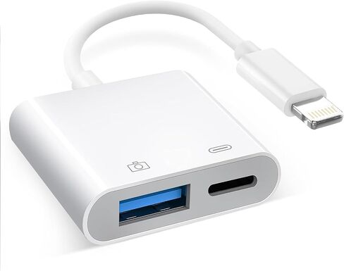 Untvie Lightning to USB 3.0 Adapter, MFi Certified OTG with Charging Port | Supports 4K video, SD cards & MIDI. Durable TPE cable for iPhone/iPad. Plug & play for cameras, keyboards & flash drives in Saudi Arabia