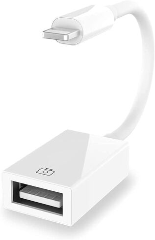 Lightning to USB Camera Adapter Apple MFi Certified | Female USB 3.0 OTG Cable Adapter Support Connect Camera, Flash Drive, Card Reader, MIDI for iPhone 14/13/12/11/X/8/7 iPad in Saudi Arabia