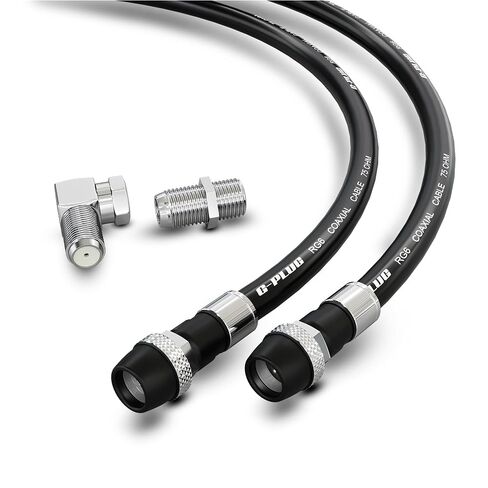 G-PLUG 10FT RG6 Coaxial Cable Connectors Set - High-Speed Internet, Broadband and Digital TV Aerial, Satellite Sky Cable Extension- Weather-Sealed Double Rubber O-Ring and Compression Connectors White in Kuwait