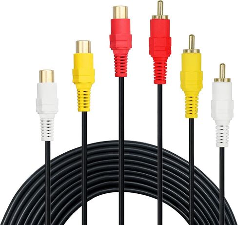 AV Extension Cable - Gold Plated 3 RC-A Male to 3 RC-A Female Audio Video 3RC-A Male to Female Audio Composite Extension Video Cable DVD CD AV TV (9.8FT) in Saudi Arabia