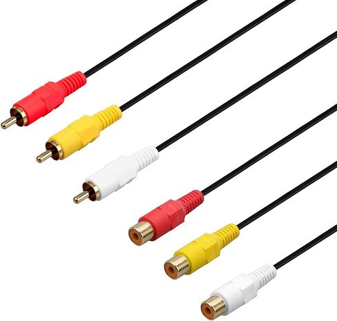 AV Extension Cable - Gold Plated 3 RC-A Male to 3 RC-A Female Audio Video 3RC-A Male to Female Audio Composite Extension Video Cable DVD CD AV TV (9.8FT) in Saudi Arabia