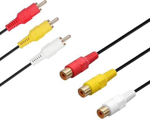 AV Extension Cable - Gold Plated 3 RC-A Male to 3 RC-A Female Audio Video 3RC-A Male to Female Audio Composite Extension Video Cable DVD CD AV TV (9.8FT) in Saudi Arabia