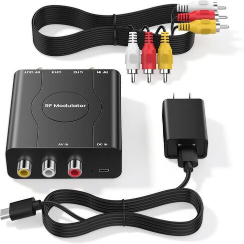 RF Modulator for TV, RCA to RF Coaxial Adapter with 3.3ft RCA Cable | Channel 3/4 Switch for VHS/VCR/DVD Players Game Consoles, Converts AV Composite Video to Analog NTSC (Dark Grey) in Saudi Arabia