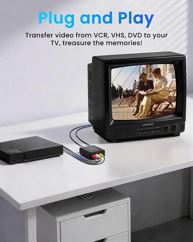 RF Modulator for TV, RCA to RF Coaxial Adapter with 3.3ft RCA Cable | Channel 3/4 Switch for VHS/VCR/DVD Players Game Consoles, Converts AV Composite Video to Analog NTSC (Dark Grey) in Saudi Arabia