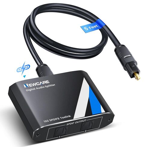 NEWCARE الفاصل البصري الرقمي 1 في 3 خارج، SPDIF Toslink كابل الصوت البصري الخائن 1x3 دعم LPCM2.0 Doldy Digital & DTS 5.1 لأجهزة Xbox، PS4، PS5، DVD، TV Box، المسرح المنزلي، جهاز الاستقبال، شريط الصوت in Kuwait