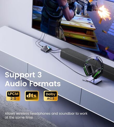 NEWCARE الفاصل البصري الرقمي 1 في 3 خارج، SPDIF Toslink كابل الصوت البصري الخائن 1x3 دعم LPCM2.0 Doldy Digital & DTS 5.1 لأجهزة Xbox، PS4، PS5، DVD، TV Box، المسرح المنزلي، جهاز الاستقبال، شريط الصوت in Kuwait