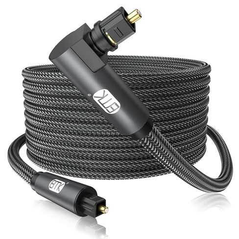 كابل بصري EMK 90 درجة Toslink كابل بصري 360 درجة قابس حر الدوران S/PDIF Toslink ذكر إلى ذكر للمسرح المنزلي، شريط الصوت، التلفزيون، PS4، Xbox، رمادي (3.3 قدم/1 متر) in Kuwait
