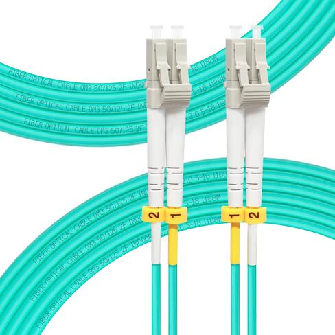 FLYPROFiber- LC to LC Fiber Patch Cable OM3 Multimode 1M/3ft | Duplex, 50/125um MMF, MM Multi mode Fiber Jumper, For 10G/40G Transceivers / Data Centers, Fully Pre-Tested, LSZH, Aqua in Saudi Arabia