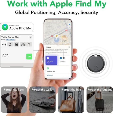 Air Tracker Tags-4 Pack: Smart Bluetooth Tracker, Item Finder Works with Apple Find My (iOS Only) App, Trakcer Tag Locator for Keys, Luggage, Satchel, weTag mini. (Not for Android Devices) in Saudi Arabia